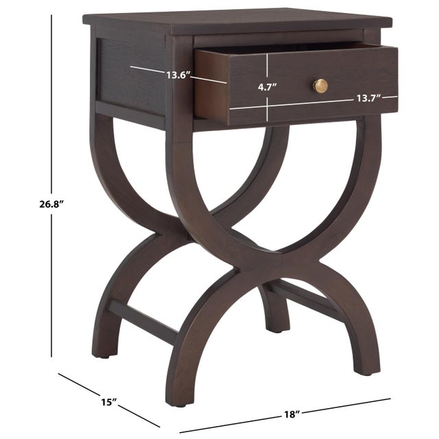Contemporary Maxine Accent Table with Storage Drawer in Walnut For Sale - Image 3 of 10