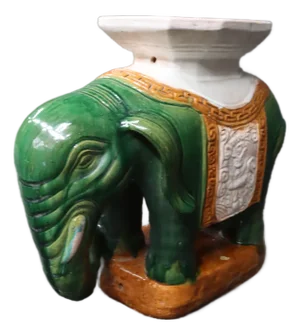 Chinese Green Glazed Ceramic Elephant Garden Stool