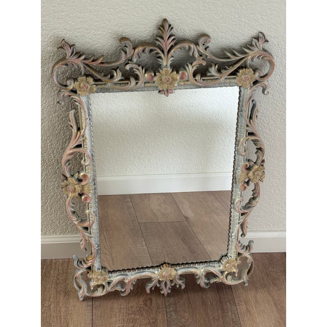 1970s Vintage Midcentury Painted Wall Mirror For Sale - Image 5 of 12