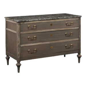 French Neoclassic Marble Top Commode, Grey