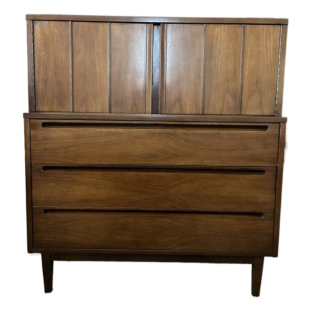 Vintage Mid-Century Modern Highboy Dresser by American of Martinsville For Sale
