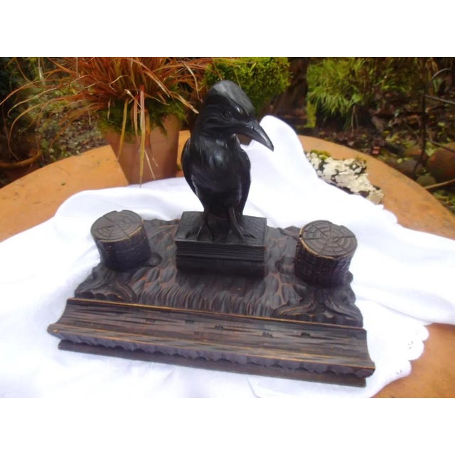 Antique Hand-Carved Desk Set with Raven, 1890s For Sale - Image 12 of 12