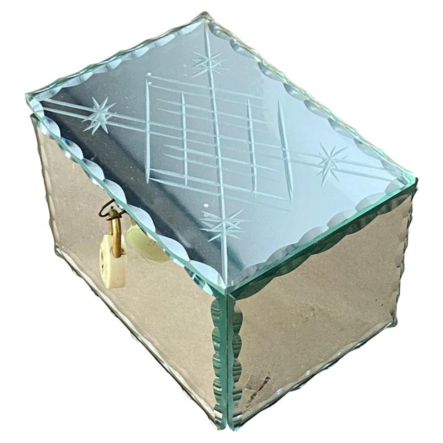 French Mirrored Jewelry Box, 1940s For Sale