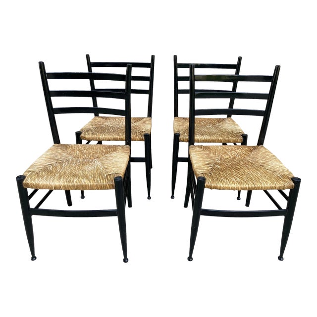 Mid 20th Century Rush Seat Dining Chairs - Set of 4 For Sale