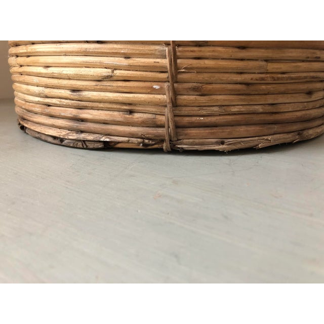 Vintage Italian Rattan Basket With Copper Rim For Sale - Image 9 of 13