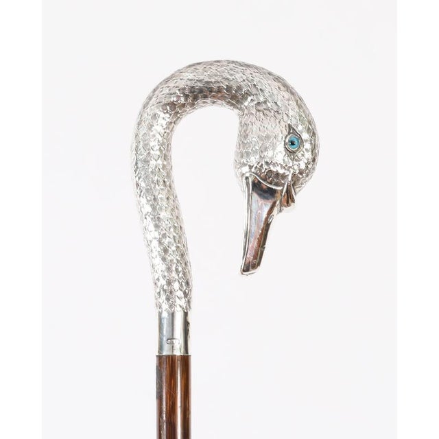 Antique Sterling Silver Swan Walking Stick Cane, 1890s For Sale - Image 13 of 14