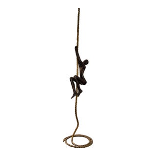 Tolla Inbar Bronze “Climber on Rope” Sculpture (2005) — 28” Tabletop Figure — Signed For Sale