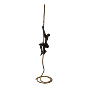 Tolla Inbar Bronze “Climber on Rope” Sculpture (2005) — 28” Tabletop Figure — Signed