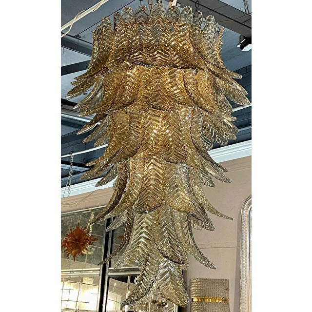 Brown Modern Waterfall Murano Glass Chandelier With "Fume " Colored Glass For Sale - Image 8 of 8
