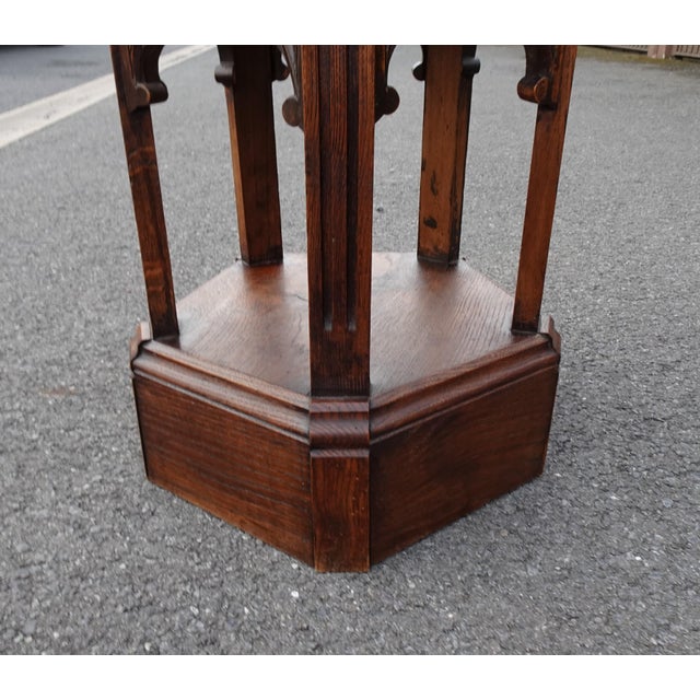 Antique Oak Gothic Pedestal, 1890s For Sale - Image 15 of 18