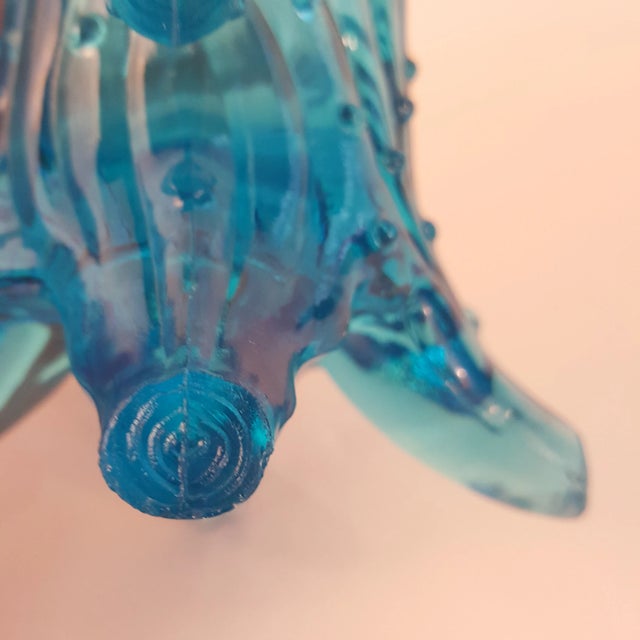 Antique 1900s Northwood Blue Opalescent Glass Town Pump Creamer For Sale In Nashville - Image 6 of 9