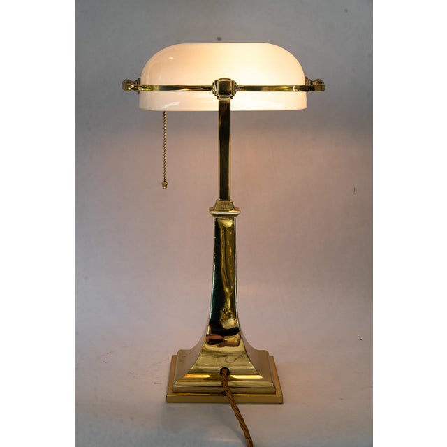 1920s Art Deco Banker Lamp with Glass Shade, 1920s For Sale - Image 5 of 18