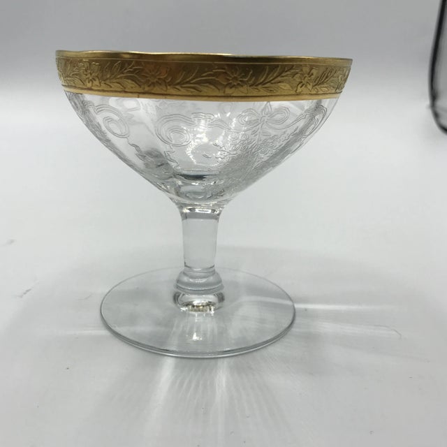 Tiffin Franciscan Champagne/Sherbet Glasses Etched Rambling Rose - Set of 5 For Sale - Image 4 of 13