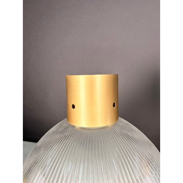 Restoration Hardware Burnished Brass Hanging Dome Pendant Light - a Pair For Sale - Image 10 of 12
