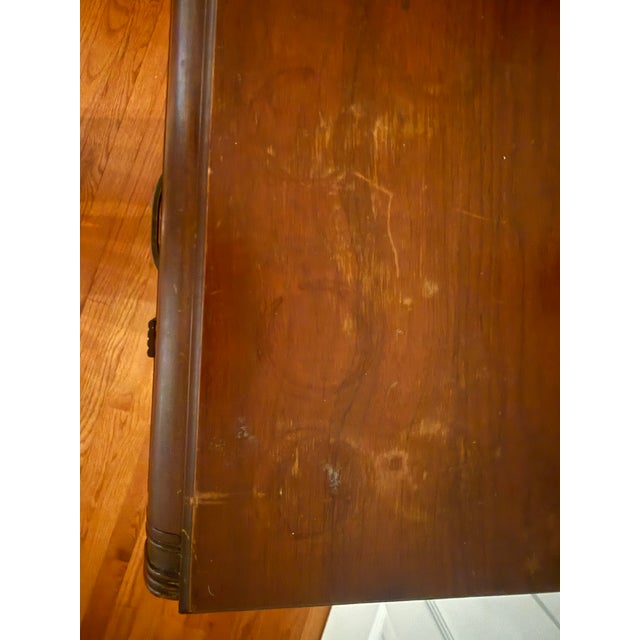 Vintage Art Deco Solid Wood Dresser With Detachable Round Mirror, C. 1920s For Sale - Image 4 of 12