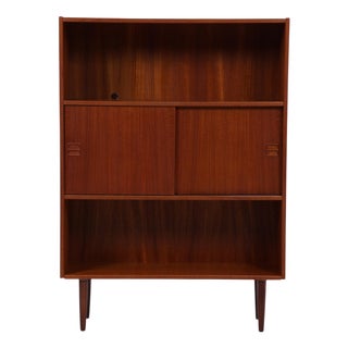 Mid-Century Danish Teak Bookcase with Sliding Doors, 1960s For Sale