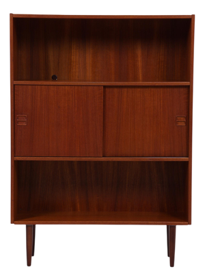 Mid-Century Danish Teak Bookcase with Sliding Doors, 1960s