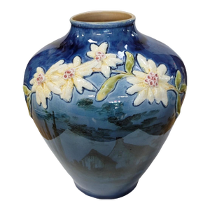Art Nouveau Edelweiss Relief Pottery Vase, Circa 1890–1915