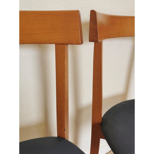 Vintage Italian Dining Chairs with Blue Fabric Seats from Calligaris, 1990s, Set of 4 For Sale - Image 16 of 18