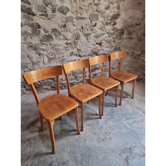 Mid-Century French Bistro Chairs in Beech and Plywood, 1960s, Set of 4 For Sale - Image 13 of 18