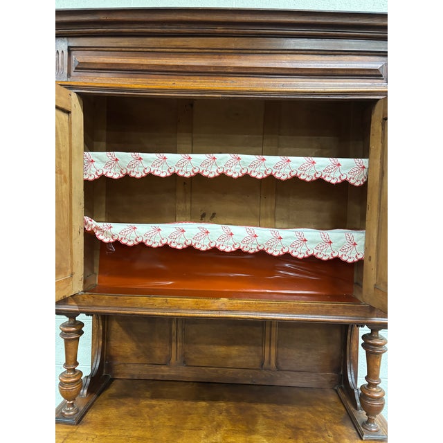 Brown Antique French Renaissance Revival Henri II Style Two-Piece Buffet Deux Corps For Sale - Image 8 of 18
