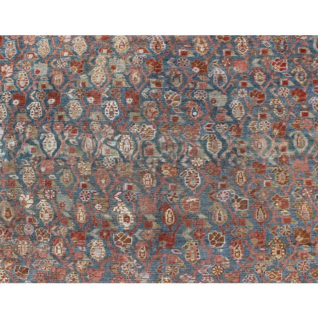 Antique Persian Malayer Rug With All-Over Design in Gray, Blue, Red & Ivory 6'11 X 13'4 For Sale - Image 9 of 9