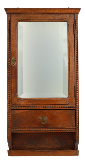 Art Deco Wooden Shaving Cabinet with Mirror, 1930s