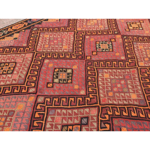 Textile Oversized Vintage Turkish Kilim Rug - 72" X 176" For Sale - Image 7 of 10