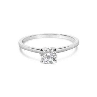 14K White Gold 1/2 Cttw Round Lab Grown Diamond 4 Prong Solitaire Engagement Ring (F-G Color, VS2-SI1 Clarity) - Size 9 For Sale