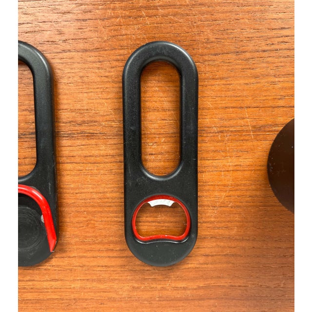 Postmodern Danish Red and Black Bottle Opener and Corkscrew Bar Set by Bjarne Bo for Ideas, Denmark, 1980s, Set of 4 For Sale - Image 9 of 16