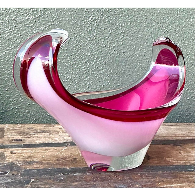 Mid 20th Century Vintage Italian Art Glass Bowl After Murano For Sale - Image 5 of 12