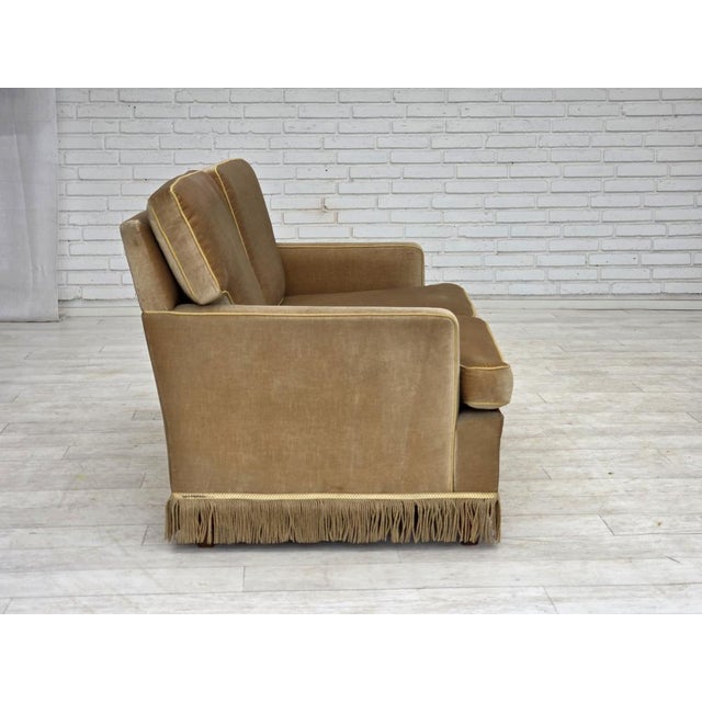 Danish 2-Seater Sofa in Honey Yellow Velour, 1970s For Sale - Image 6 of 17