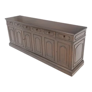Bloomingdale's Long Dresser Credenza Accordion Door 18 Drawers Dark Walnut