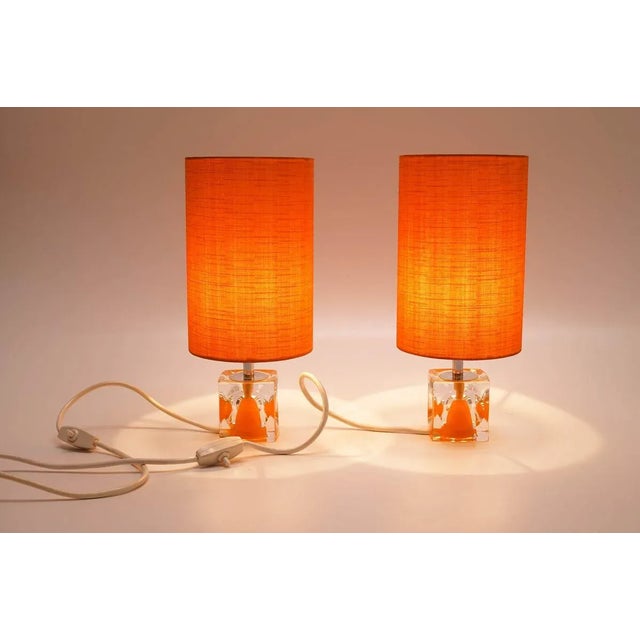 Space Age Table Lamps with Orange Shades, 1970s, Set of 2 For Sale - Image 4 of 8