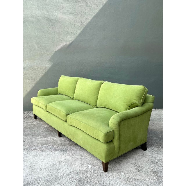 Vintage Baker Chartreuse Roll Arm Sofa For Sale - Image 10 of 12