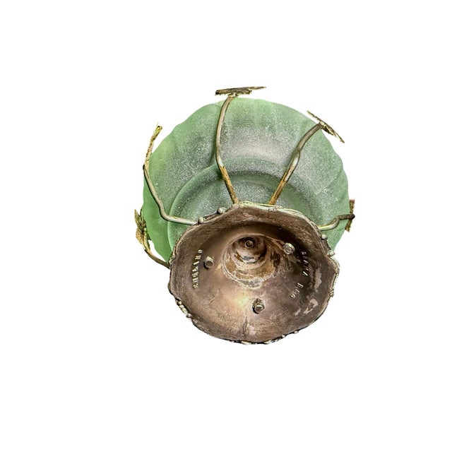 Vintage Brama Frosted Green Art Glass Bowl on Silver-Plated Base For Sale In Baton Rouge - Image 6 of 11