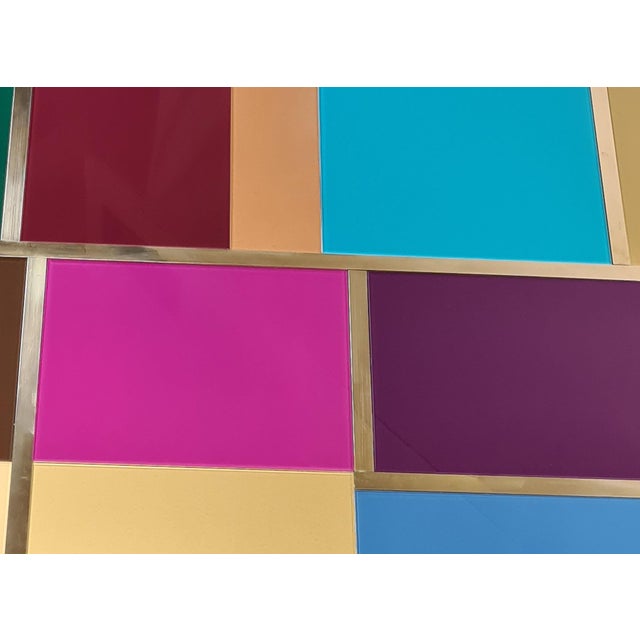 Wood Murano Glass Coffee Table with Brass Frame from Justfurnituress SRL For Sale - Image 7 of 9
