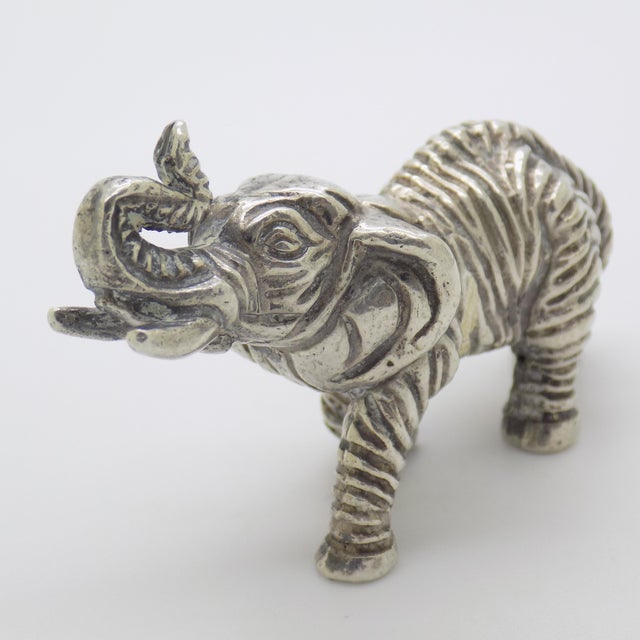 Metal Vintage Italian Handmade Genuine Silver Elephant Large Sculpture Figurine Rare Decoration For Sale - Image 7 of 11