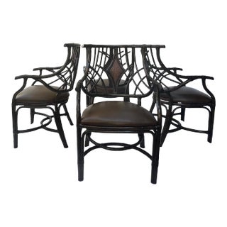 Late 20th Century Thomasville Faux Bamboo Dining Chairs, Set of 4 For Sale