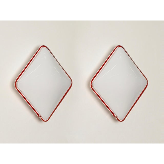 Gold Ceiling Lights in Red Murano Glass from Leucos, Italy, 1970s, Set of 2 For Sale - Image 8 of 17