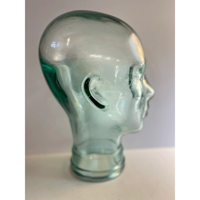 Vintage Green Glass Mannequin Head For Sale - Image 4 of 7