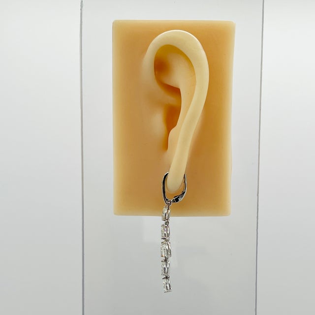 Modern Gia .30s Carat Each Diamond Pear Shape Dangle Earrings in 18k White Gold- Set of 2 For Sale - Image 3 of 6