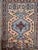 Nice Mid-Century rug with beautiful geometrical design and nice colors, entirely hand knotted with wool velvet on cotton...