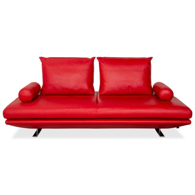 Red Leather Prado Two-Seater Sofa from Ligne Roset with Manual Function For Sale - Image 5 of 5
