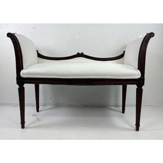 Wood Early 20th Century French Country Newly Upholstered Bench For Sale - Image 7 of 11