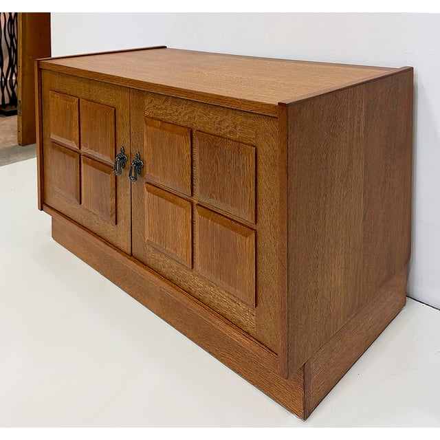 Small Oak Danish Modern Brutalist Chests, Henning Kjaernulf Style, Pair Offered for sale is a vintage pair of small Danish...