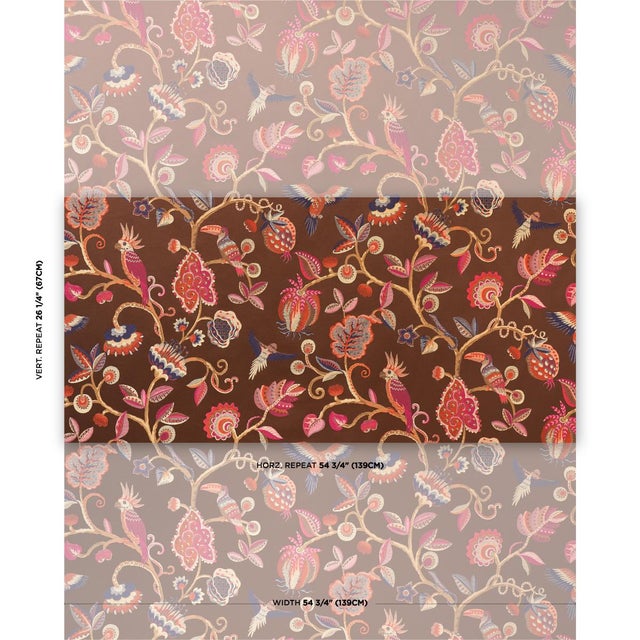 Fanciful, multicolor flora and fauna inhabit Birds of Paradise, an intricate, pattern-rich jacquard weave made of silky...