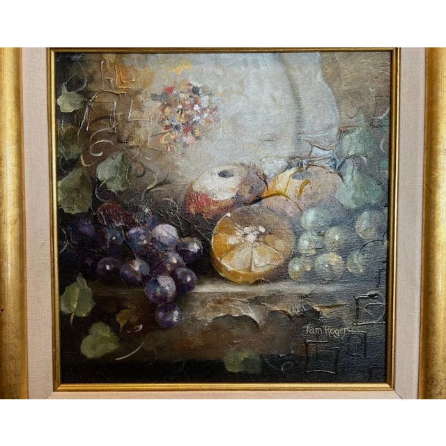 Still Life Framed Oil Paintings on Canvas by Pam Rogers - a Pair For Sale - Image 9 of 12