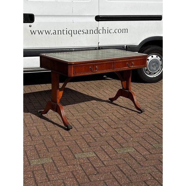 Regency Style Desk with Green Leather Top For Sale - Image 6 of 10