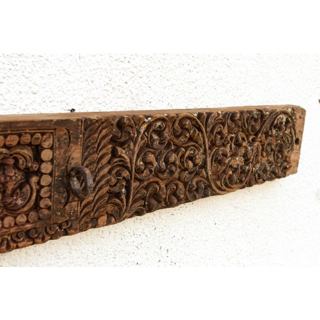 Indian Distressed Cacao Lintel, Antique Architectural Carving For Sale - Image 3 of 6